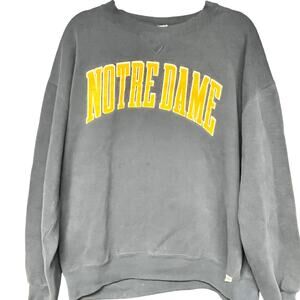 Vintage men's Notre Dame crew neck College sweatshirt navy blue yellow XXL